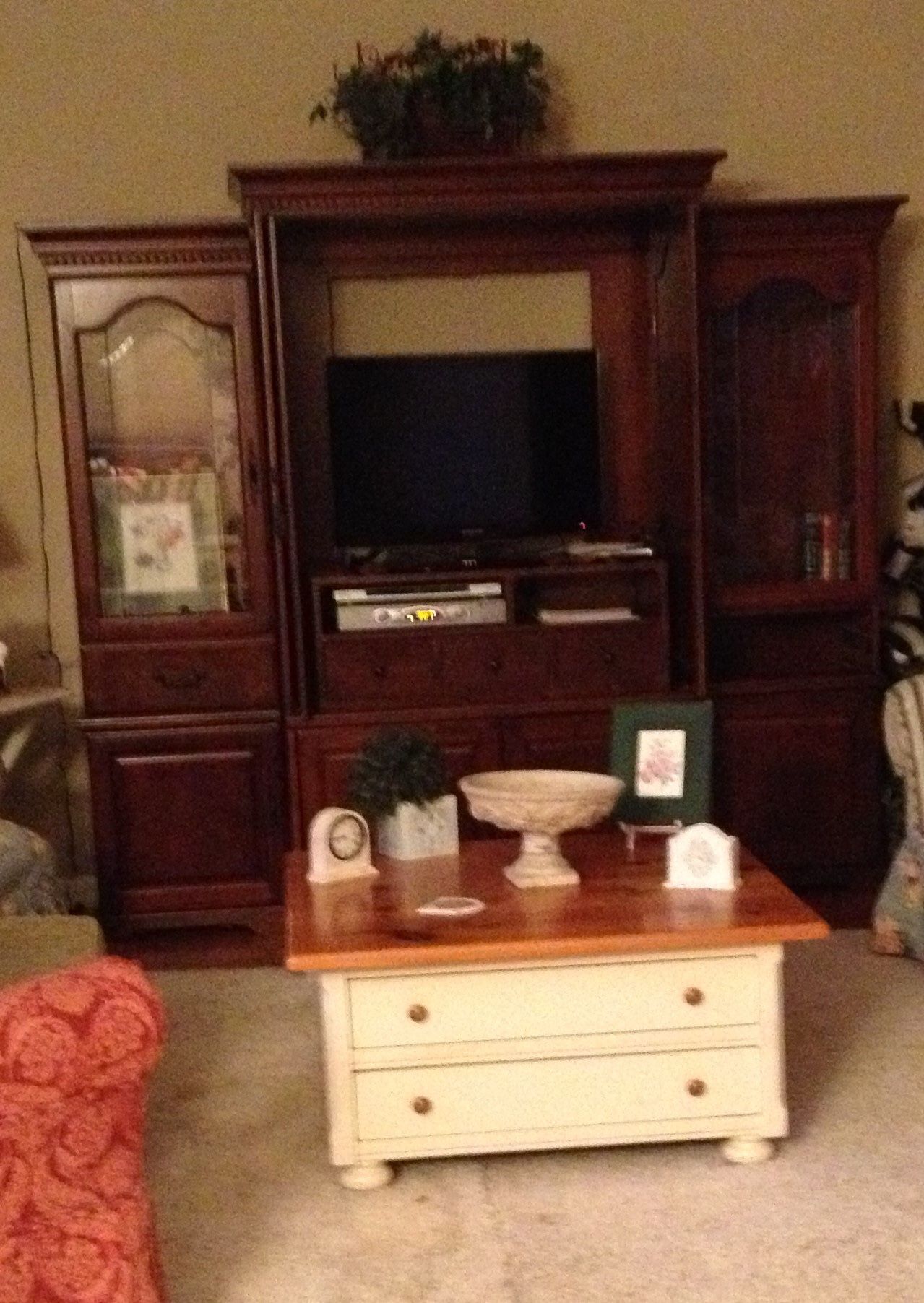 Cherry 3 section, 4 piece armoire.
