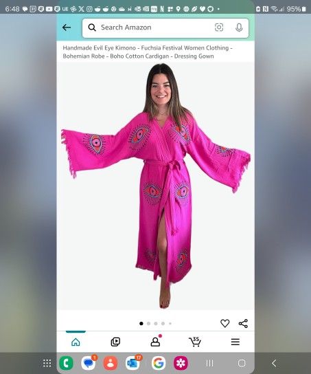 Bodho Robe Handmade Evil Eye Kimono Bohemian Cotton Cardigan