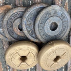 Barbell Weights 1.25,  2.5,  5.0,  10, Bars Healthways Hollywood Vintage Mid Century 