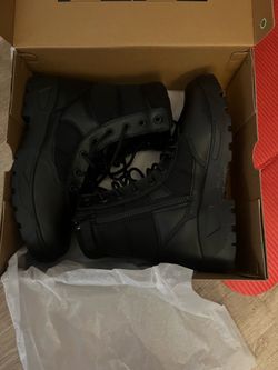 Black Tactical Lace-Up Boots with Side Zip
