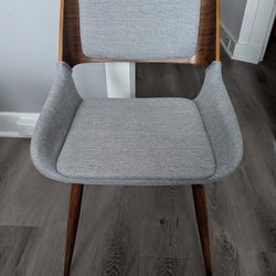 Armen Living Panda Dining Chair - Walnut Frame/Grey Fabric