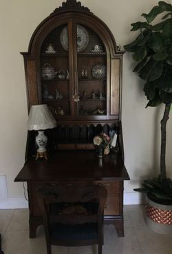 Antique desk/ hutch and chair
