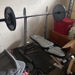 Bench Press Bar and Weights 
