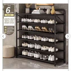 Narrow Shoe Rack for 10-20 Pairs, Space-Saving Slim Storage Holder, Metal Frame, Entryway Essential, Rustic Black
