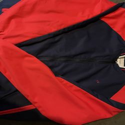 Calvin Klein Bomber Ran Jacket Blue Red Zip Up Like New Medium 