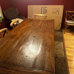 Arhaus Solid Wood Dining Table + Chairs