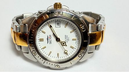 Sector ADV 4500 Swiss Made quartz movement Date 100m Two-Tone White Dial.