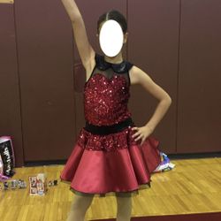 Girls Beautiful Red Custom Dance Recital Halloween Costume 