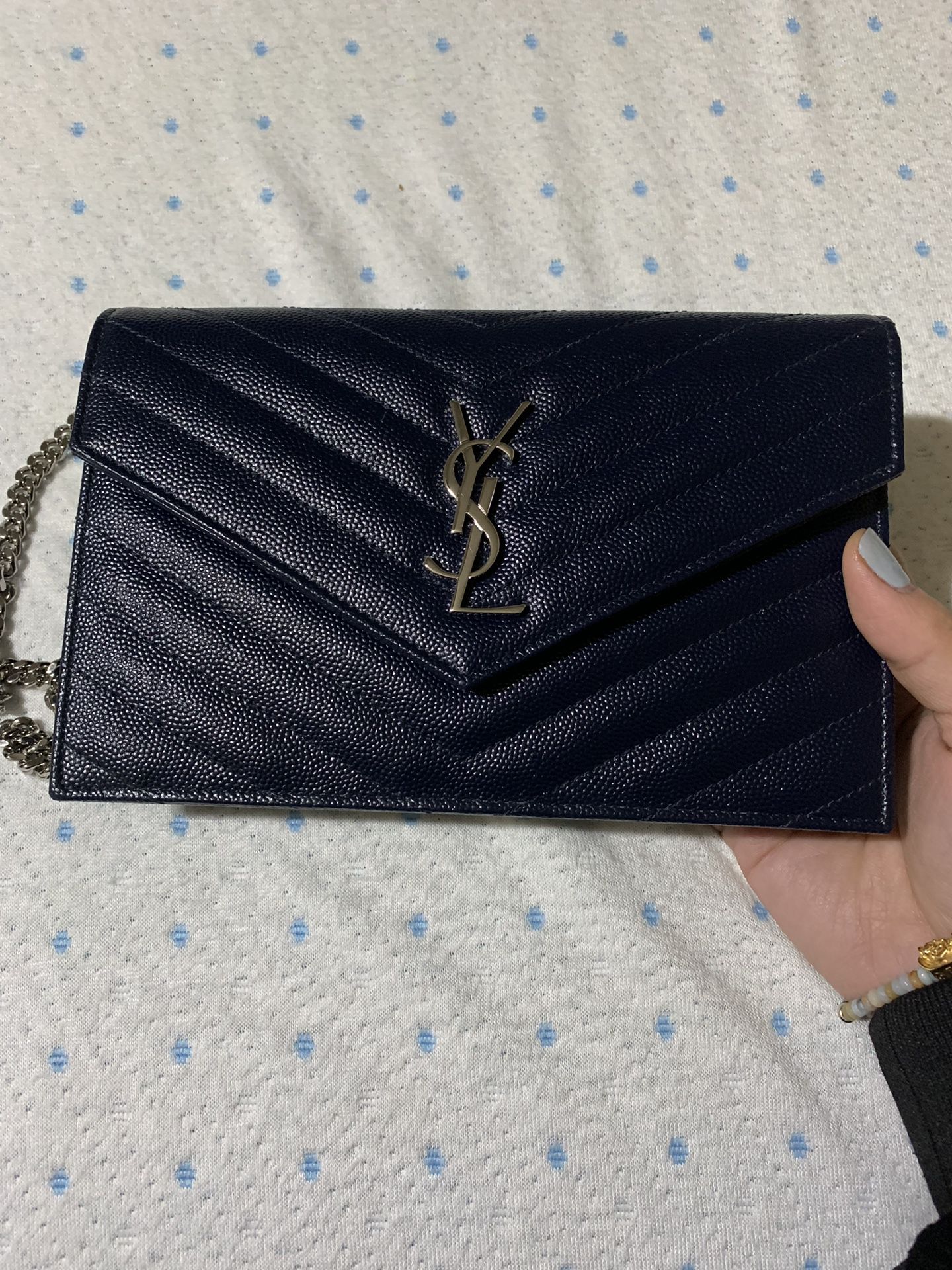 Authentic YSL wallet on chain DARK BLUE for Sale in San Diego
