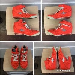 Ash Jazz Bus Silver Star Fluorescent Peach Orange Hi Top Wedge Trainer Shoes 11