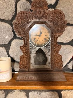 Antique Carved Wood Mantel Clock