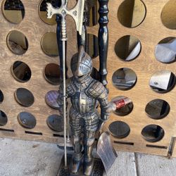 Vintage Medieval Knight Fireplace Set