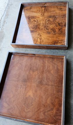 TWO 15 inch square solid trays