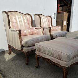 3piece Vintage chairs And Ottoman ! Very Good Condition!! $285 