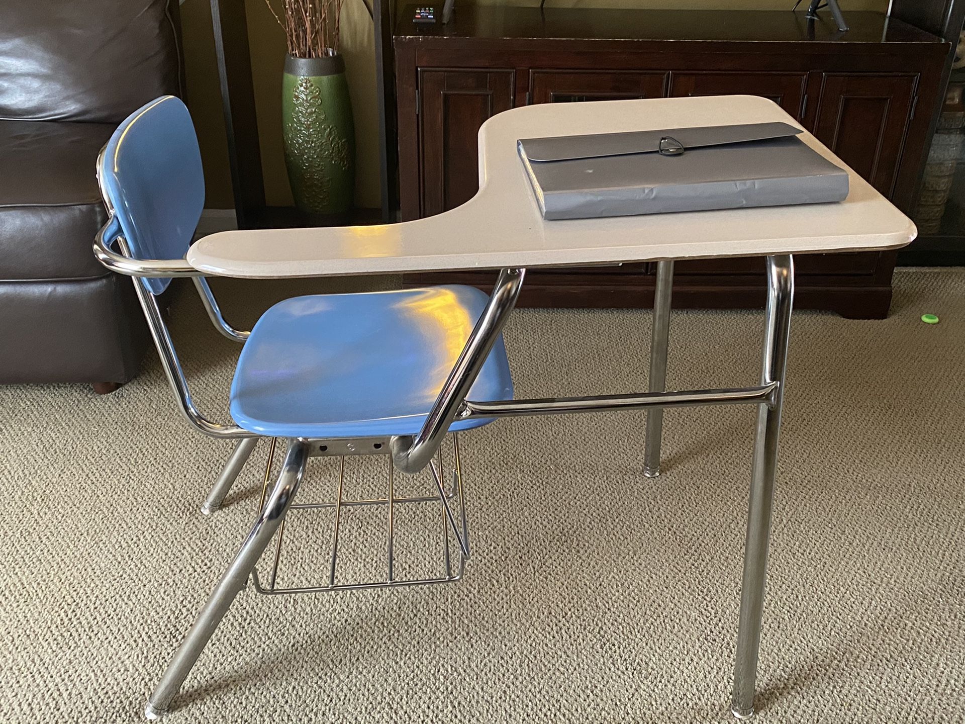 Desk with attached chair!