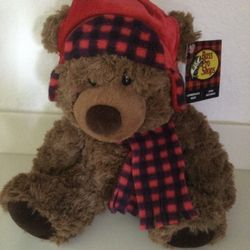 Aurora Plush Lumberjack Bear 2018 Retired 11”