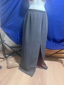 Gray Maxi Skirt with Front Slit