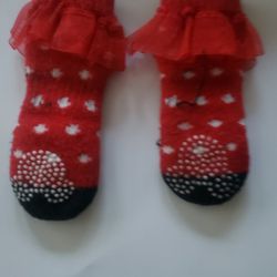 4-x-small-small minature doggy sock (minnie mouse) with ruffles