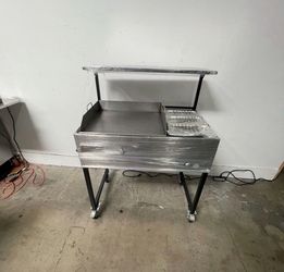 Plancha De 24” Con 3 Charolas Baño María Y Repisa | Incluye Manguera Con Regulador