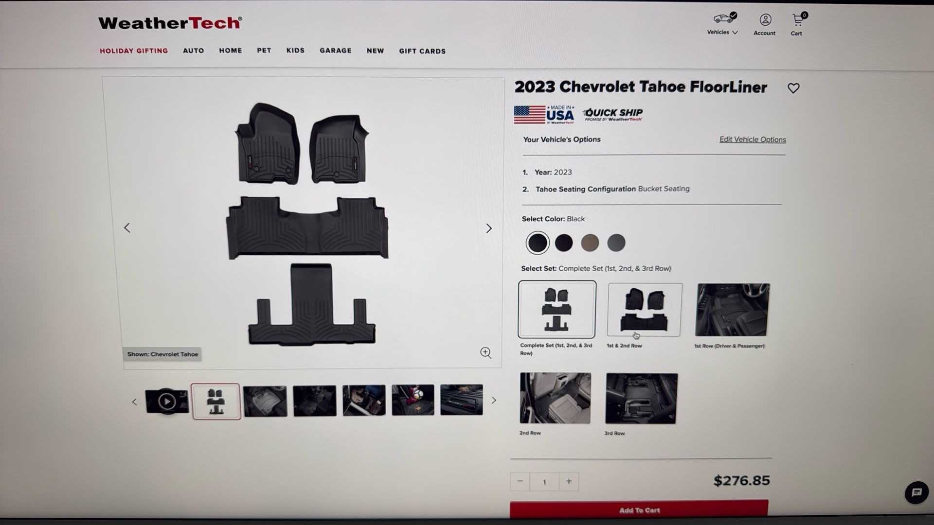 Floor Mats For Chevrolet (chevy)Tahoe 2021/2025 Weather Tech Full Set