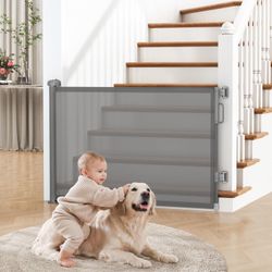 Cideny Retractable Baby Gate For Stairs & Doorways, Dog Gate Indoor Outdoor