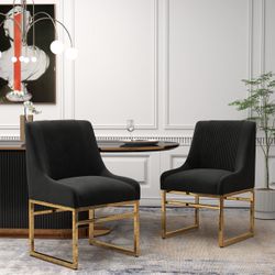 Brand New Two Velvet Black Accent Chairs For $90