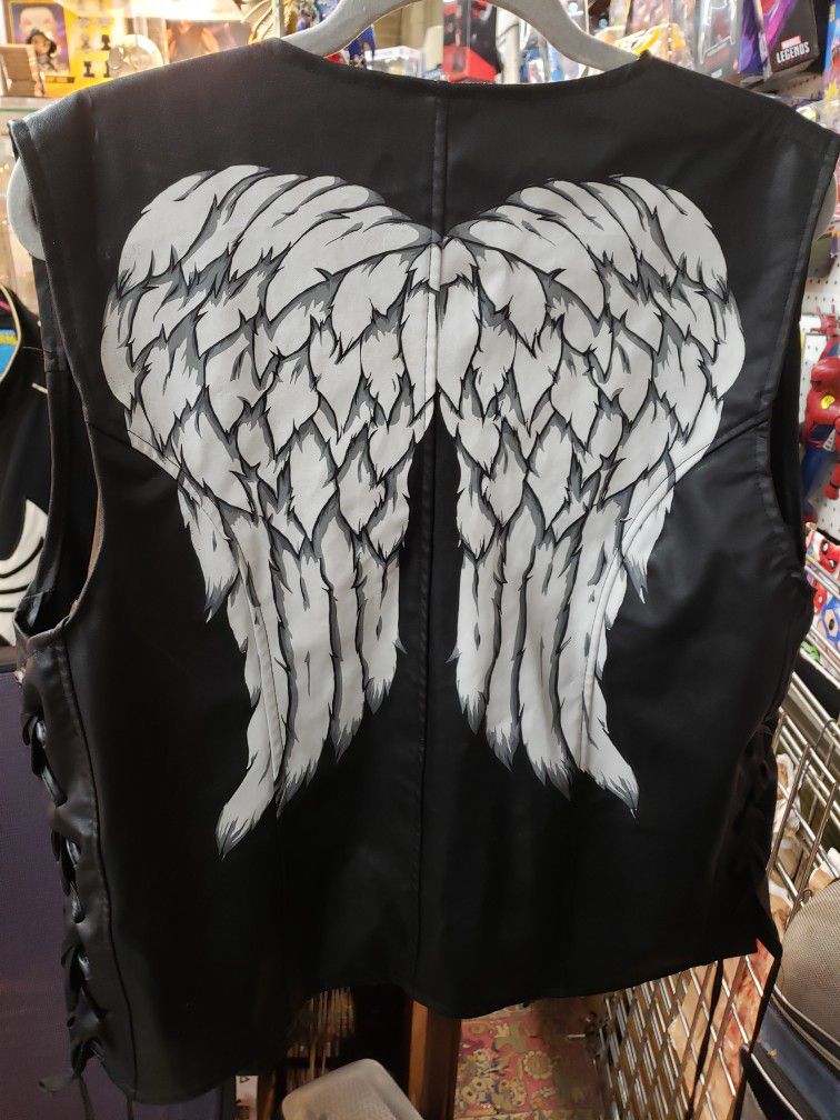 The Walking Dead AMC Vest Black PU Leather Daryl Dixon. Angel Wings