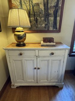 English Antique Pine Cupboard And Hutch 