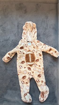 Baby Fleece Footed Romper Sports Print