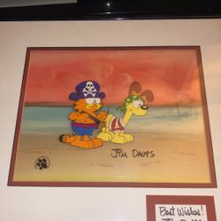 Jim Davis Signed Garfield Animation Cel.