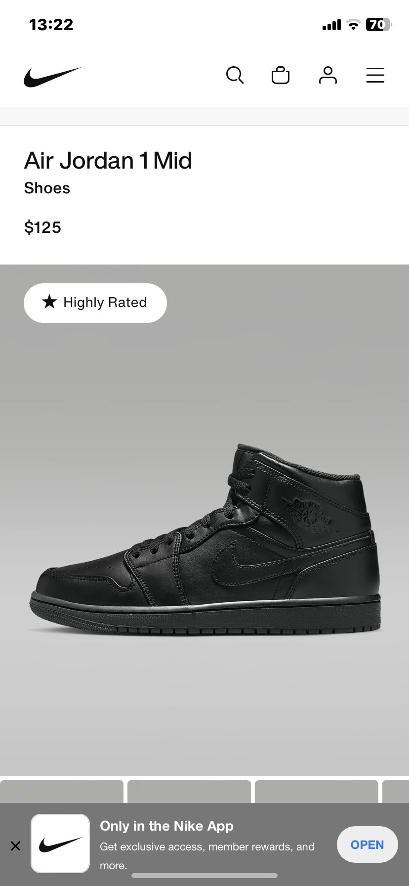 Black Jordan 1 Mids Size 8.5 Men’s