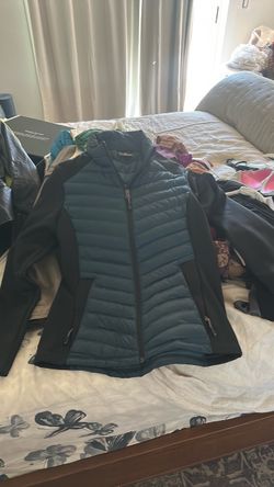 Women's Teal Quilted Puffer Hybrid Jacket