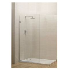 Fab Glass And Mirror 24x76 Frameless Shower Panel - 3/8" Thick Tempered Safety Glass - Fixed Bathroom Partition - Chrome Finish - Contemporary Design