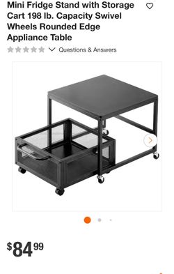 Mini Fridge Stand with Storage Cart on Wheels