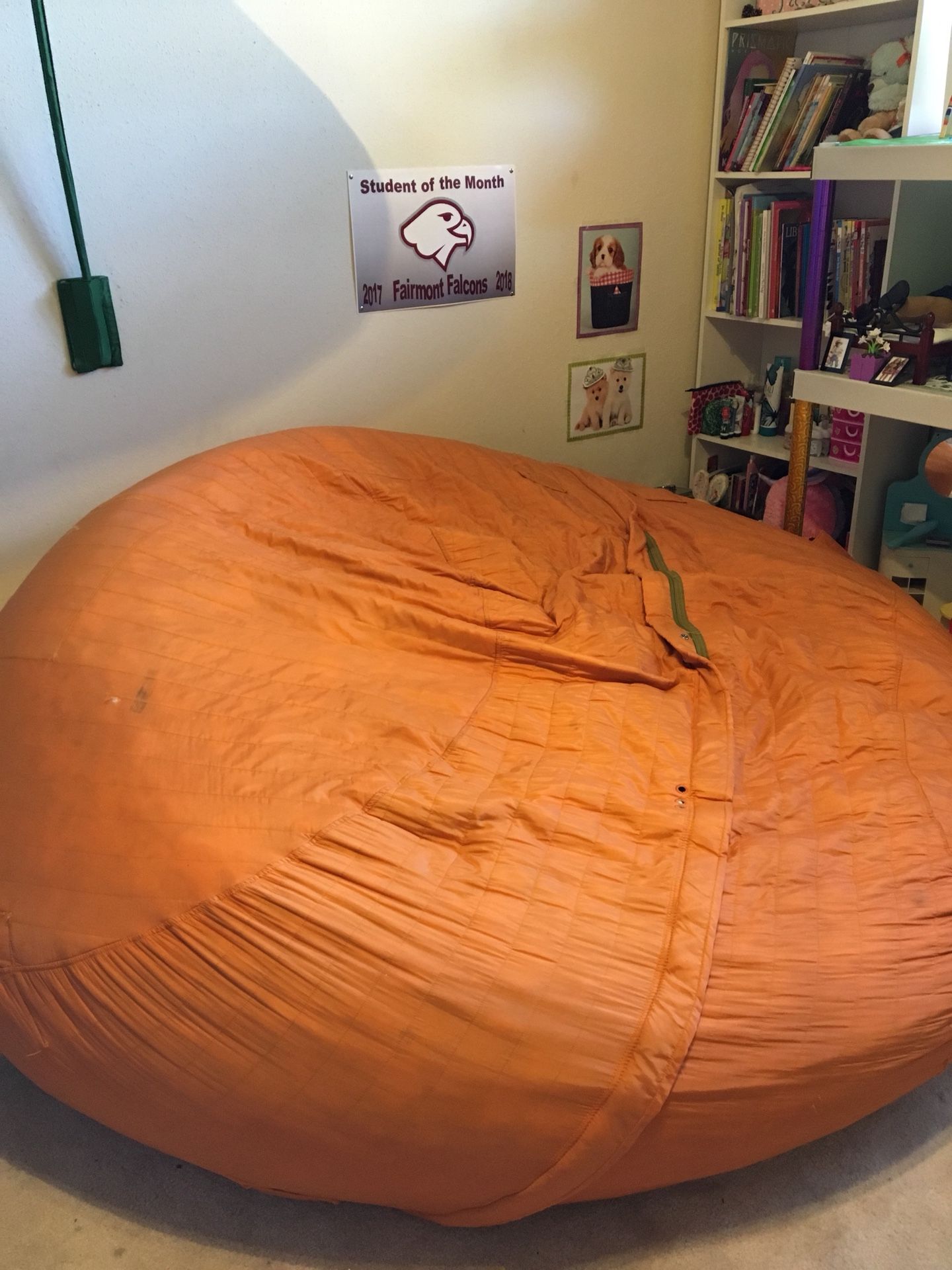 HUGE Orange Lovesac 6 ft Love Sac Sack Bean Bag Couch Cover Included!