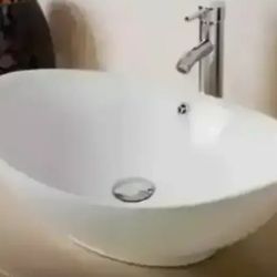 Modern Ceramic Vessel Sink - Vanity Bowl - Large Oval White..... CHECK OUT MY PAGE FOR MORE ITEMS