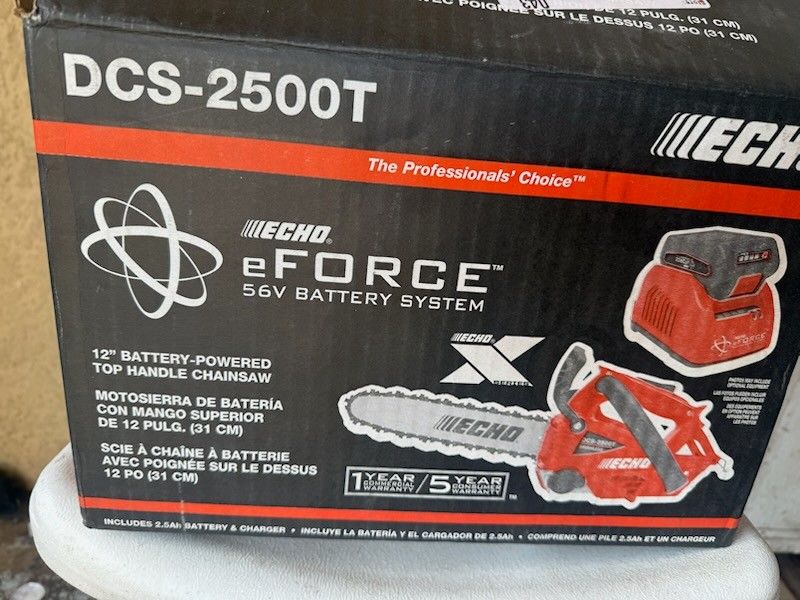 56V 12 in. X Series Cordless Battery Top Handle Arborist Professional-Grade Chainsaw with 2.5Ah Battery and Charger
by
ECHO