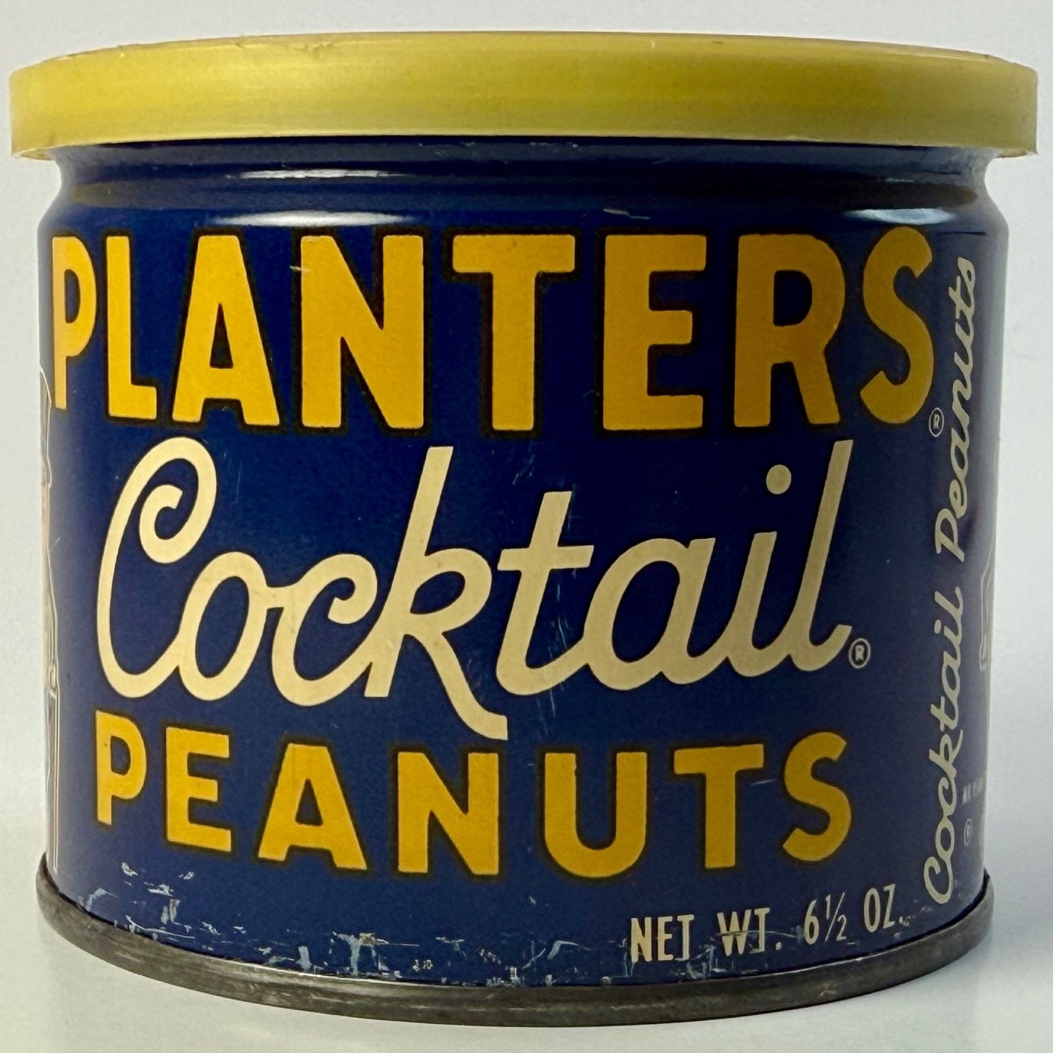 Vintage Planters Cocktail Peanuts Tin Can with Mr. Peanut – 6½ oz – 1960s/70s – Original Lid & Price Sticker