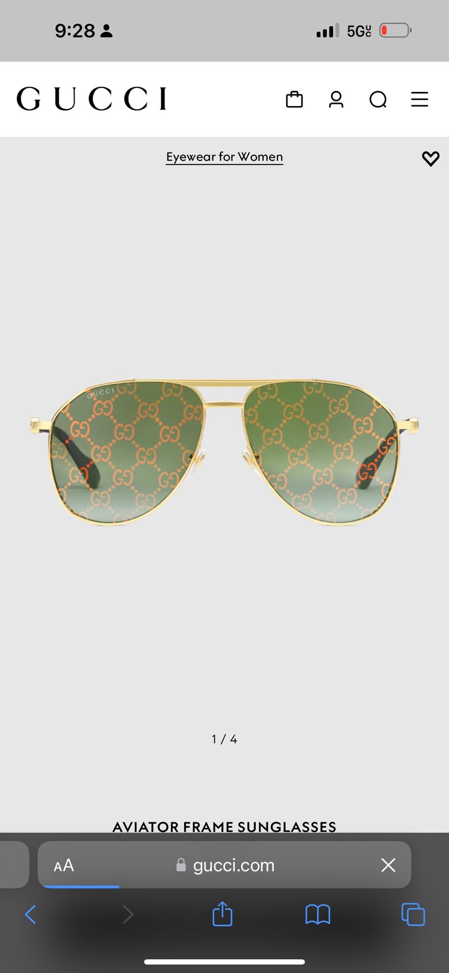 Gucci GG1220S Aviators Sunglasses