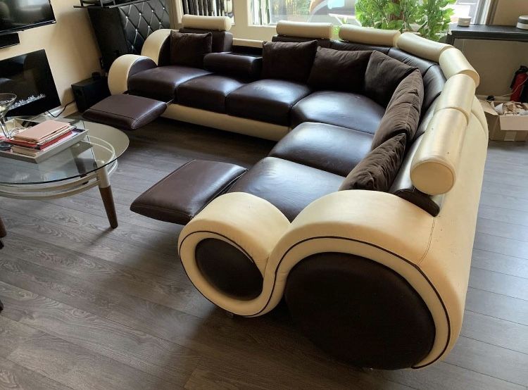 Large Leather Sectional Couch with Recliners