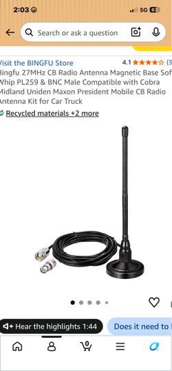Bingfu 27MHz CB Radio Magnetic Base Antenna Kit
