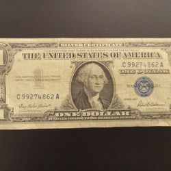 1957 Blue Seal $1 Silver Certificate - Rare Serial #