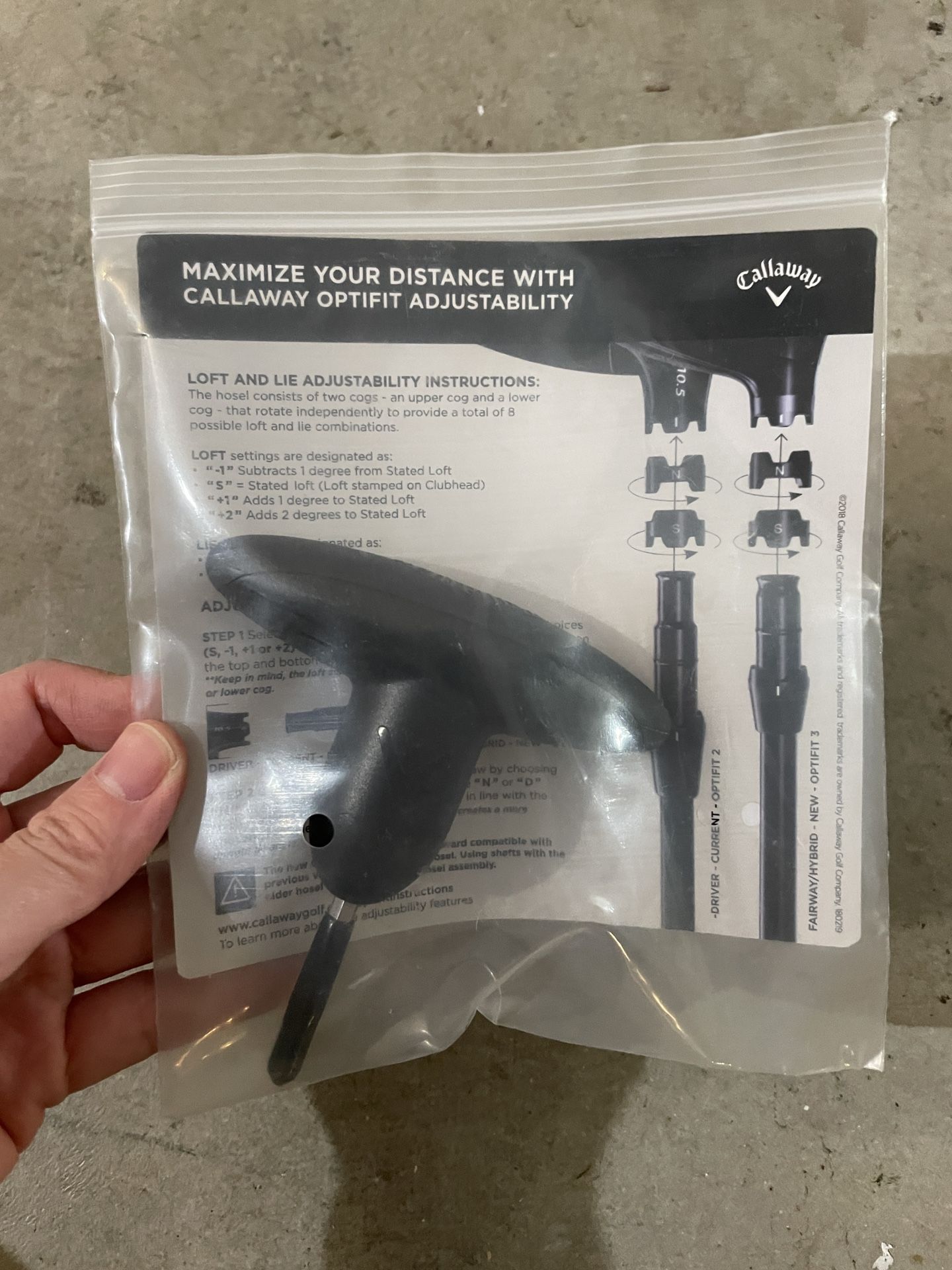 New Callaway Optifit Adjustability Generic Wrench W/Instructional Manual