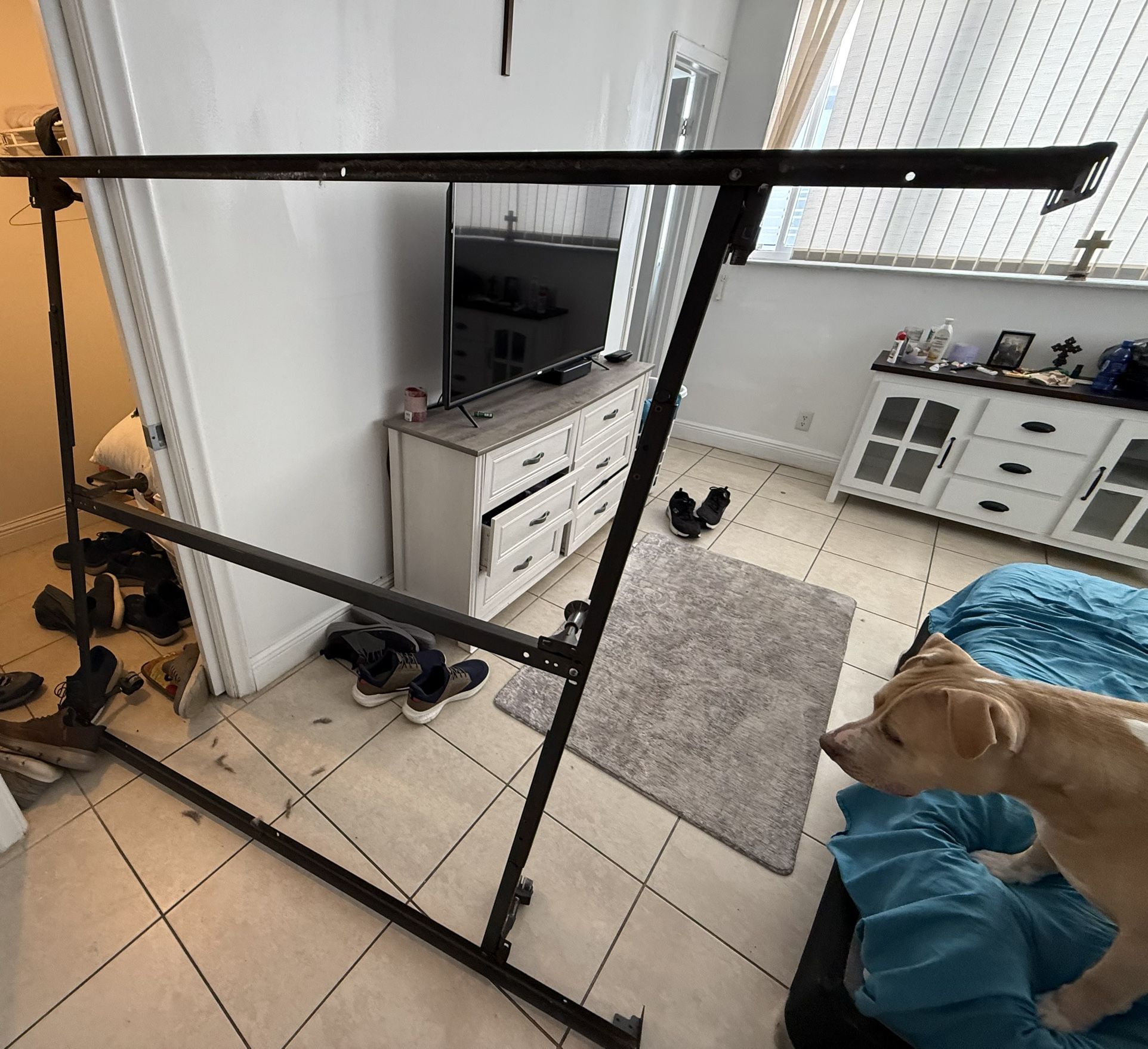 Queen Bed Frame With Supporting Irons