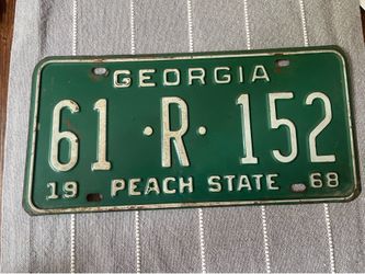 Vintage 1968 Georgia License Plate