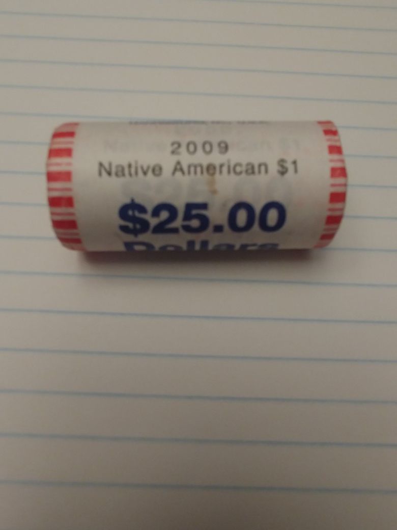 2009 US MINT NATIVE AMERICAN GOLDEN $1 COIN ROLL - BANK ROLL of 25 coins