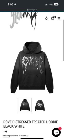 Revenge Dove Distressed Treated Hoodie Black/White