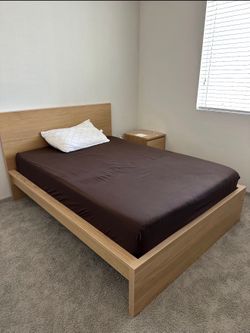 Wood Bed frame and night stand