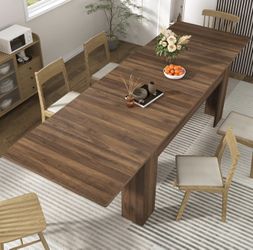 Extendable Dining Table for 6-12 Person, Wooden Dining Room Table, Modern Extendable Table for Gatherings, Meeting for Small Kitchens, Dining Office A