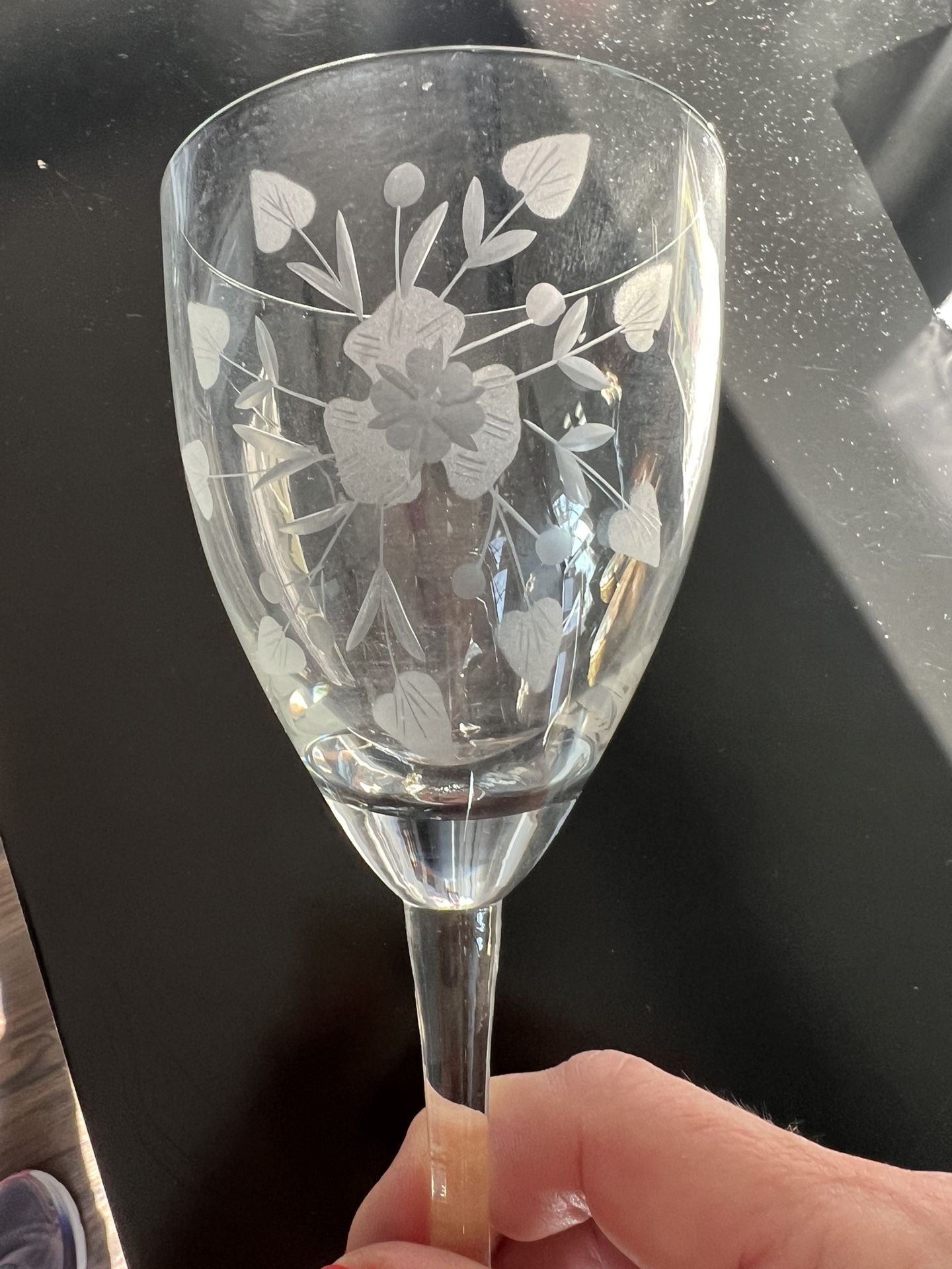 36 Etched Crystal Glasses